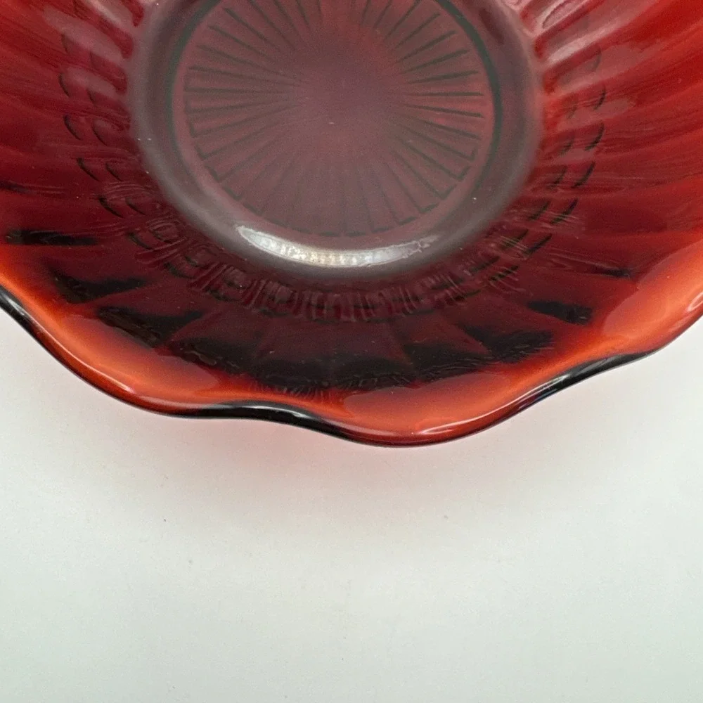 Ruby‎ Red scalloped edge bowl 6.5 inches